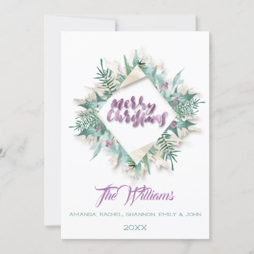 Merry Christmas Belly Photo Monogram White Invitation