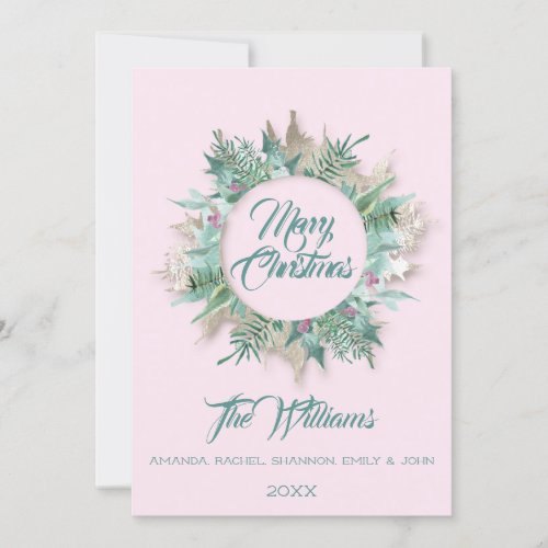 Merry Christmas Belly Teal Monogram Mint Pink VIP Invitation