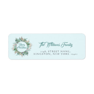 Merry Christmas Belly Wreath RSVP Mint Teal Aqua Label