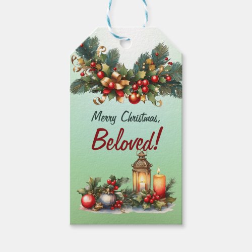 Merry Christmas Beloved Customizable Gift Tags