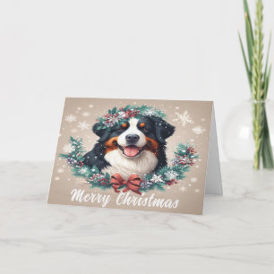 Merry Christmas Bernese Mountain Dog Dog Xmas Holiday Card