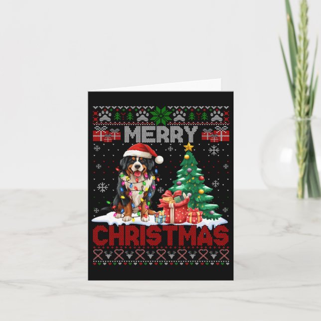 Merry Christmas Bernese Mountain Dog Lover Ugly Xm Card (Front)