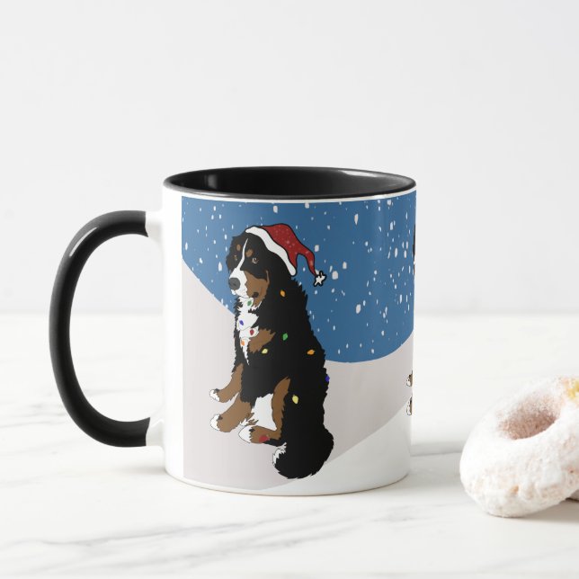 Merry Christmas Bernese Mountain Dog  Mug (With Donut)