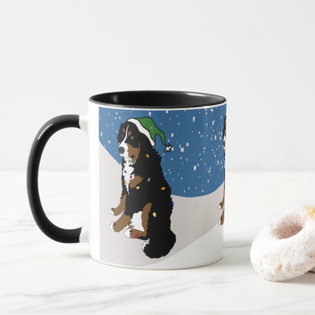 Merry Christmas Bernese Mountain Dog Mug (With Donut)