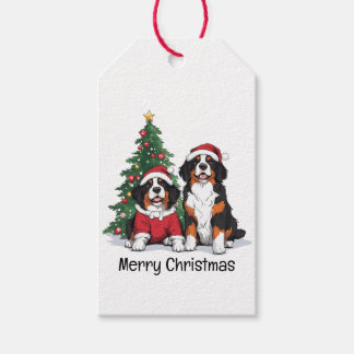 Merry Christmas Bernese Mountain Dogs Gift Tags