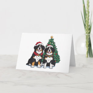 Merry Christmas Bernese Mountain Dogs Holiday Card