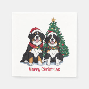 Merry Christmas Bernese Mountain Dogs Napkins