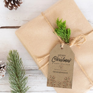 Merry Christmas Berries Personalized Gift Tags