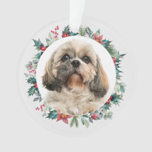 Merry Christmas Berries Pet Dog Photo Personalized Ornament