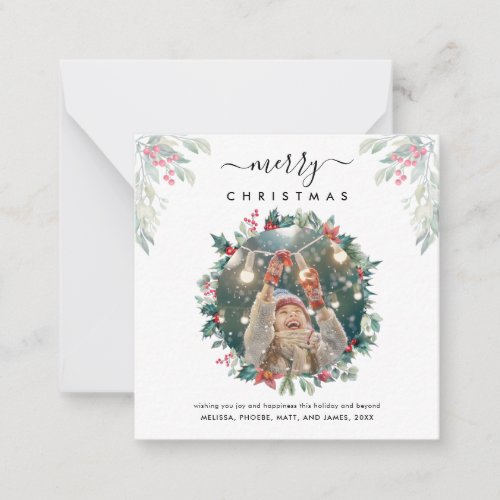 Merry Christmas Berries Photo Note Card