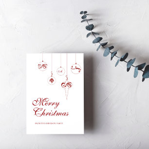 Merry Christmas Berry Red Monogram Bauble Holiday Card