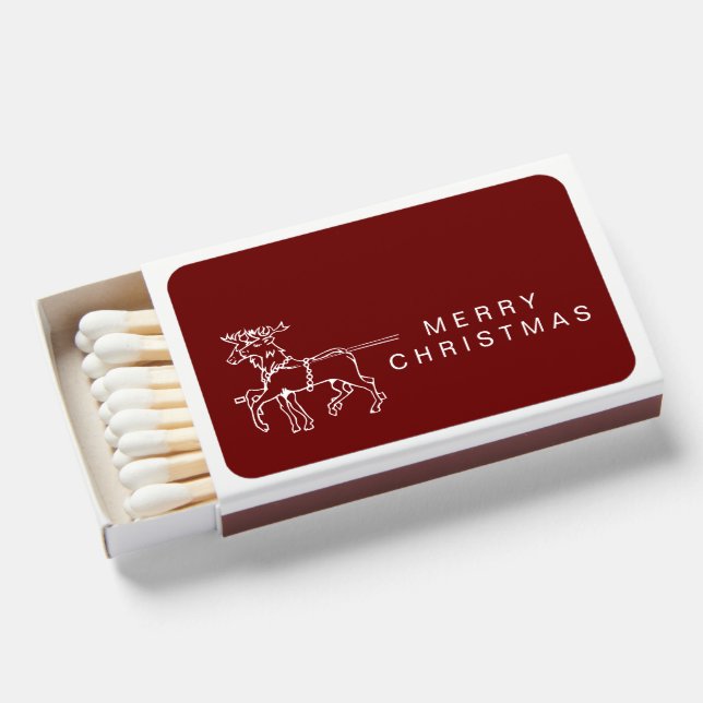 Merry Christmas Berry Reindeer Modern Elegant  Matchboxes (Front Open)