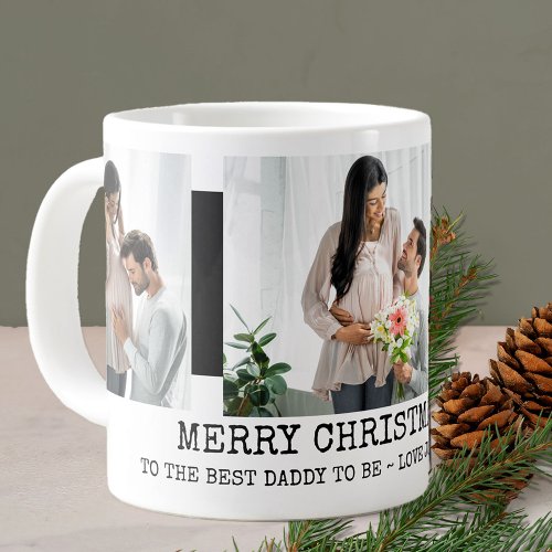 Merry Christmas Best Daddy to Be 3 Photo Black Giant Coffee Mug