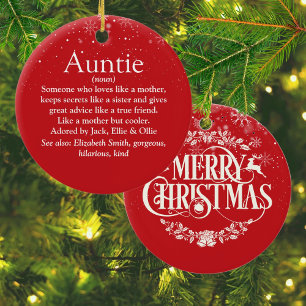 Merry Christmas Best Ever Aunt Auntie Definition Ceramic Ornament