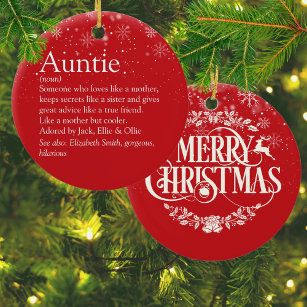 Merry Christmas Best Ever Aunt Auntie Definition Ceramic Ornament