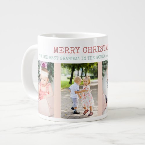 Merry Christmas Best Grandma in the World 4 Photo Giant Coffee Mug