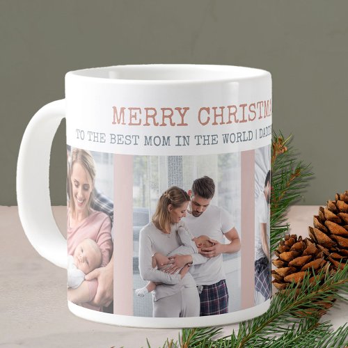 Merry Christmas Best Mom in the World 4 Photo Giant Coffee Mug