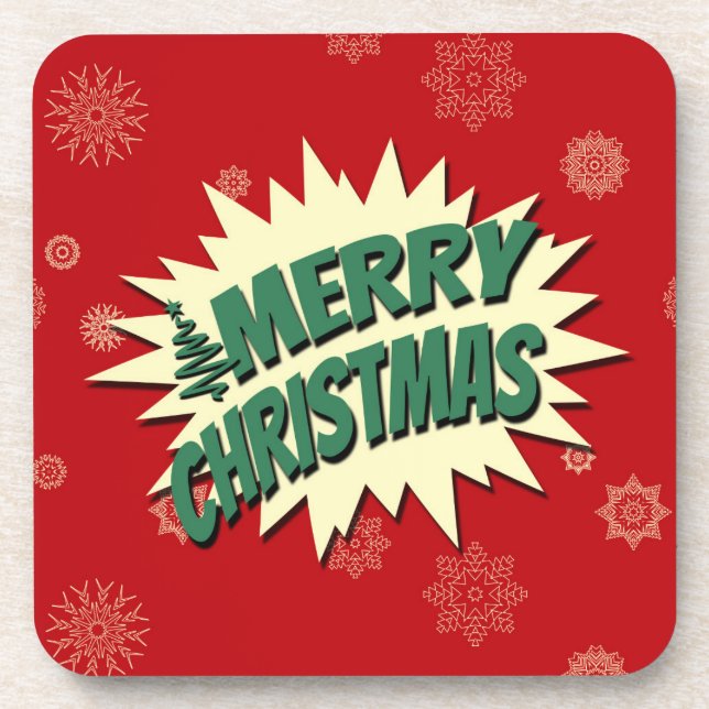 Merry Christmas Beverage Coaster (Front)