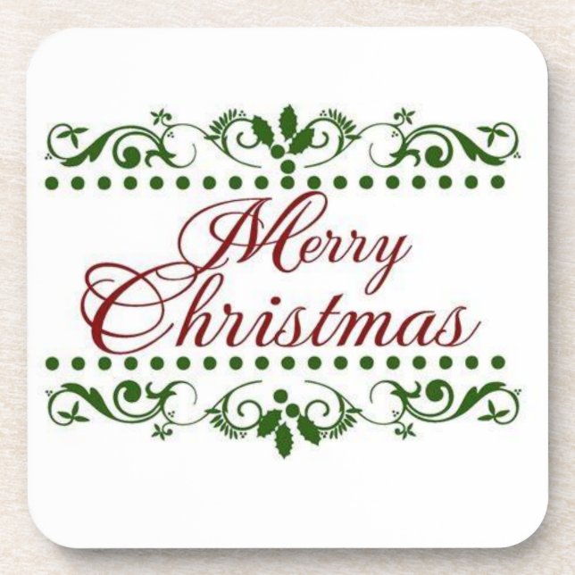 Merry Christmas Beverage Coaster (Front)