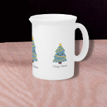 Merry Christmas Beverage pitcher<br><div class="desc">An adorable Beverage pitcher with a cute Christmas tree for your kitchen decoration. The text Merry Christmas is customizable!</div>