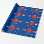 Merry Christmas Big Red Strawberry &amp; Santa Hats Wrapping Paper