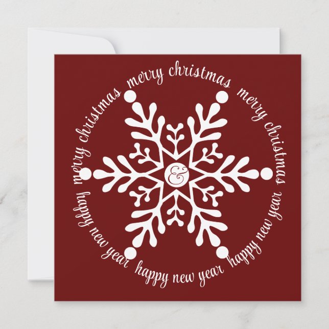 Merry Christmas Big White Snowflake, with Photo Holiday Card (Front)