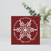 Merry Christmas Big White Snowflake, with Photo Holiday Card (Standing Front)