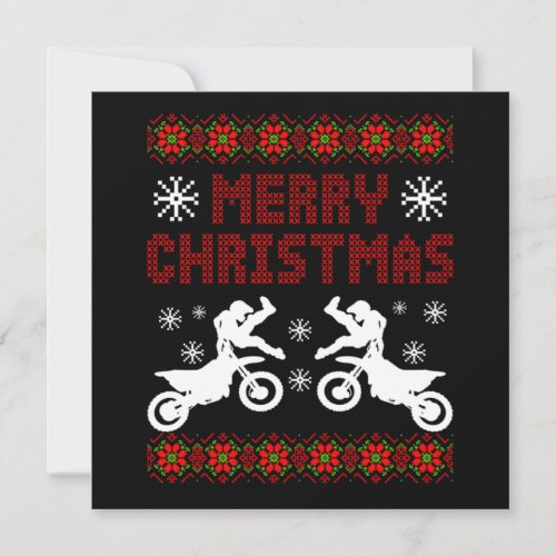 Merry Christmas Biker Motocross Motorcycle Gift Invitation