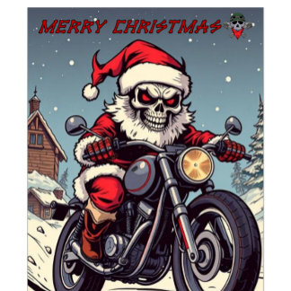 Merry Christmas Biker Skeleton Santa T-Shirt