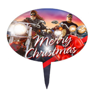 Merry Christmas Bikers 1 Cake Toppers Options