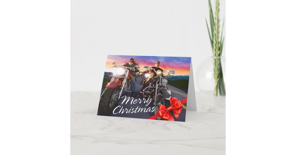 Merry Christmas Bikers 1 Options Card | Zazzle