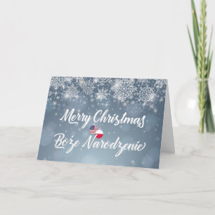 Merry Christmas Bilingual Polish American Card