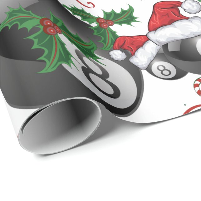 Merry Christmas Billiards Eight Ball   Santa Wrapping Paper (Roll Corner)