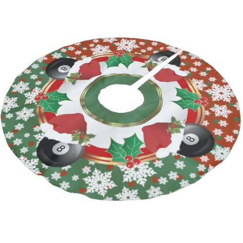 Merry Christmas Billiards Lovers Brushed Polyester Tree Skirt