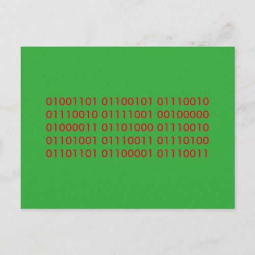 merry christmas binary code holiday postcard
