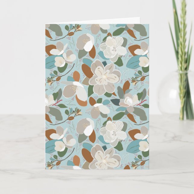 Merry Christmas Bird Floral Holiday Card (Front)