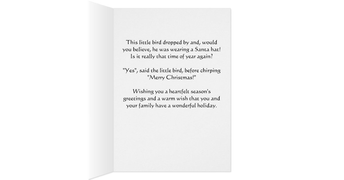 Merry Christmas bird with Santa hat greeting card | Zazzle