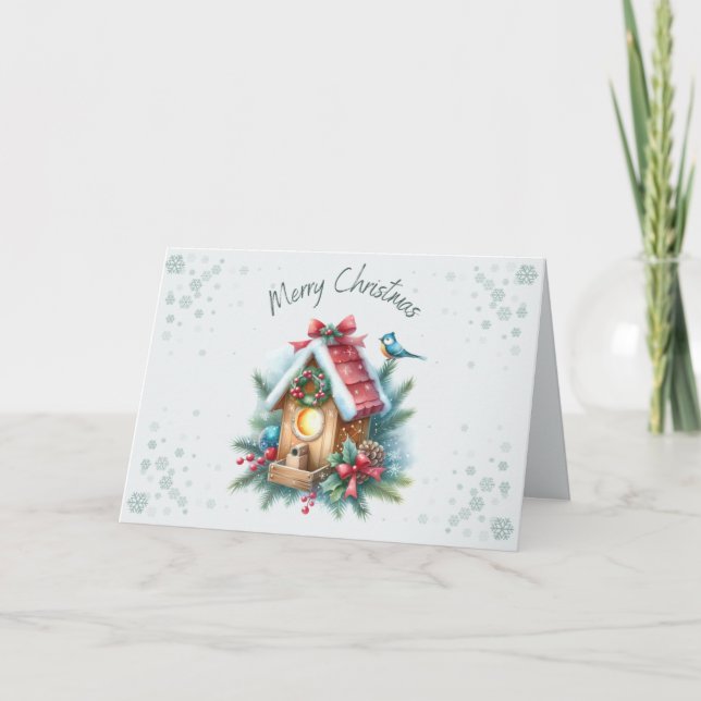Merry Christmas Birdhouse Card (Front)