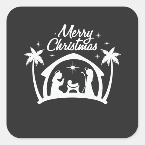 Merry Christmas Birth of Jesus Christ Square Sticker