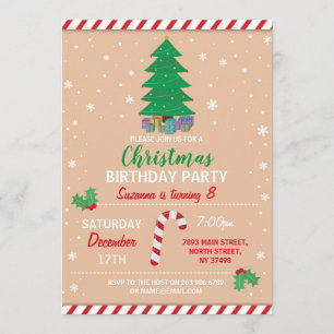 Merry Christmas Birthday Party Xmas Tree Candy Invitation