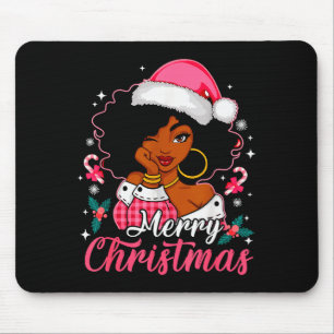 Merry Christmas Black Afro African American Girl S Mouse Pad