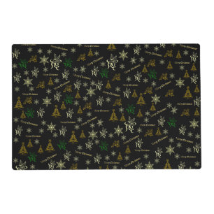 merry christmas black and gold placemat