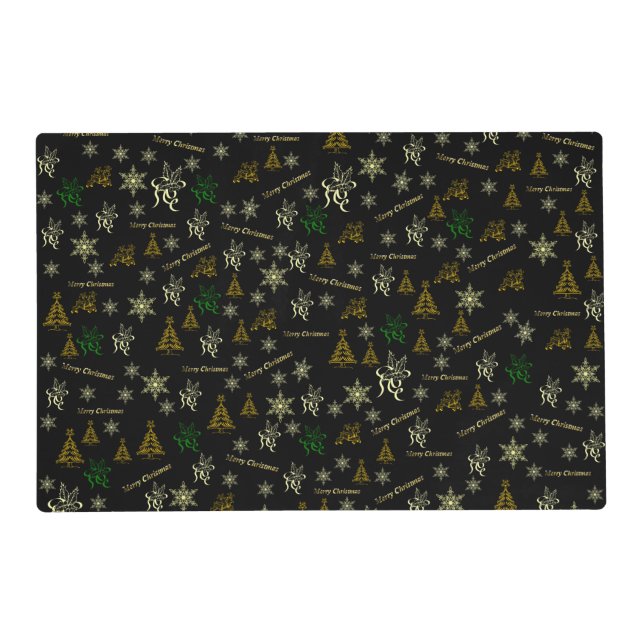 merry christmas black and gold placemat (Front)