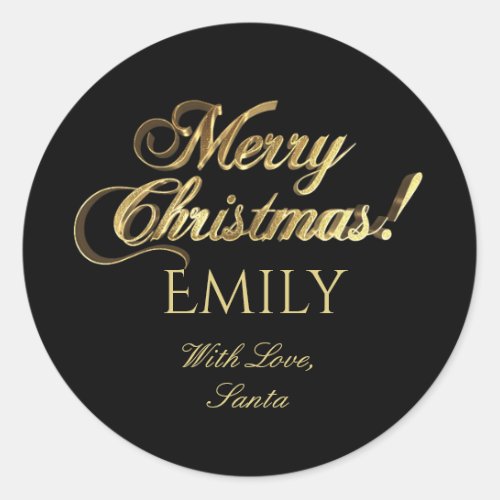 Merry Christmas Black and Gold To and From Classic Round Sticker