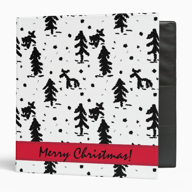 Merry Christmas! Black and white 3 Ring Binder (Front/Inside)