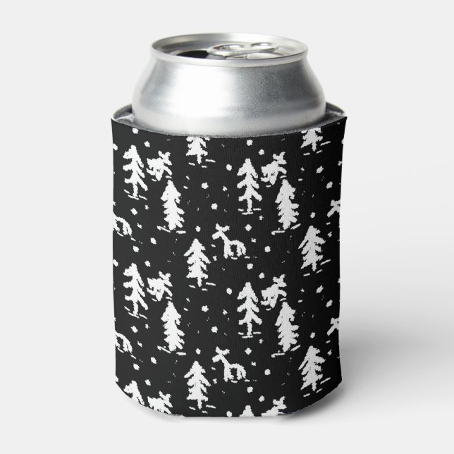 Merry Christmas! Black and white Can Cooler (Can Front)