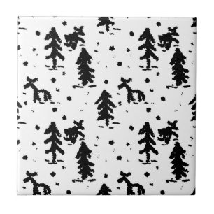 Merry Christmas! Black and white Ceramic Tile
