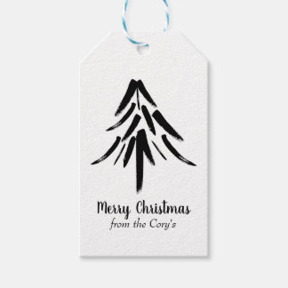 Merry Christmas Black and White Minimalist Gift Tags