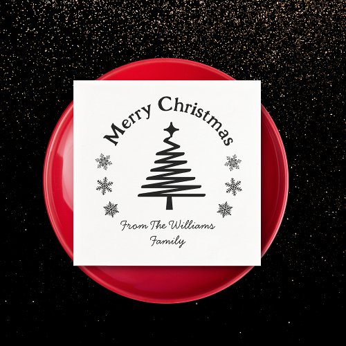 merry christmas black and white simple modern  napkins