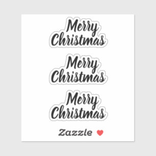 Merry christmas black and white trendy minimalist sticker